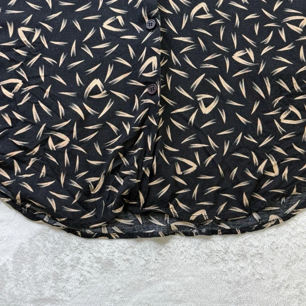 Vintage CA Krush 2 Pc Skirt Set Women's Large Black Tan Print Rayon USA 80s